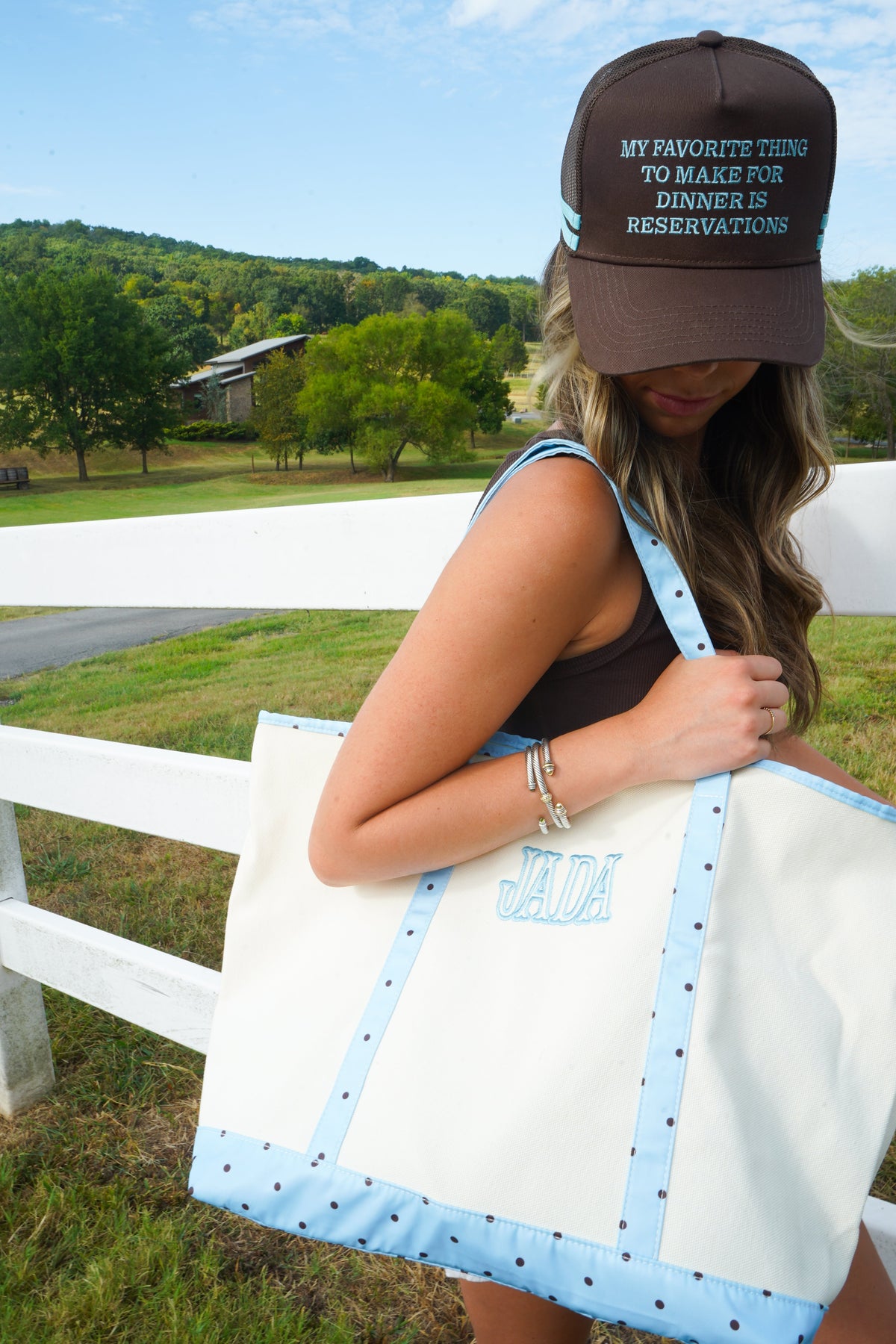 Favorite Thing is Reservations - Brown Trucker Hat by KenzKustomz, view 2
