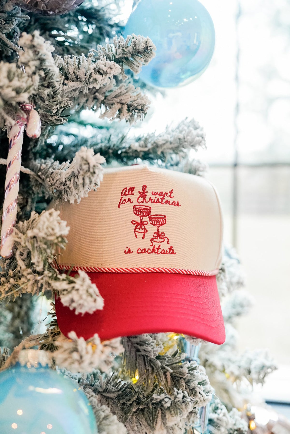 All I Want for Christmas is Cocktails - Red Vintage Trucker Hat by KenzKustomz, view 5
