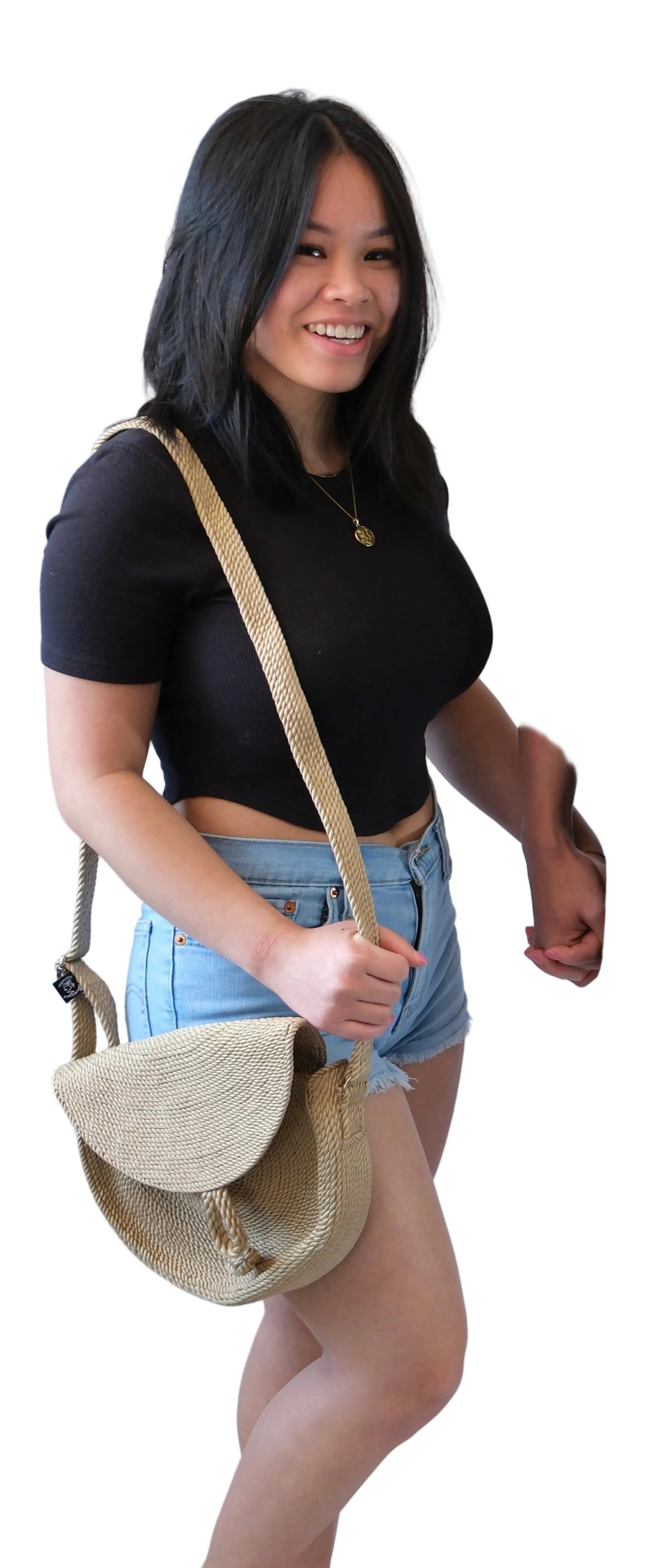 Half Moon Bag handwoven rope bag by Nomadic State of Mind, view 5