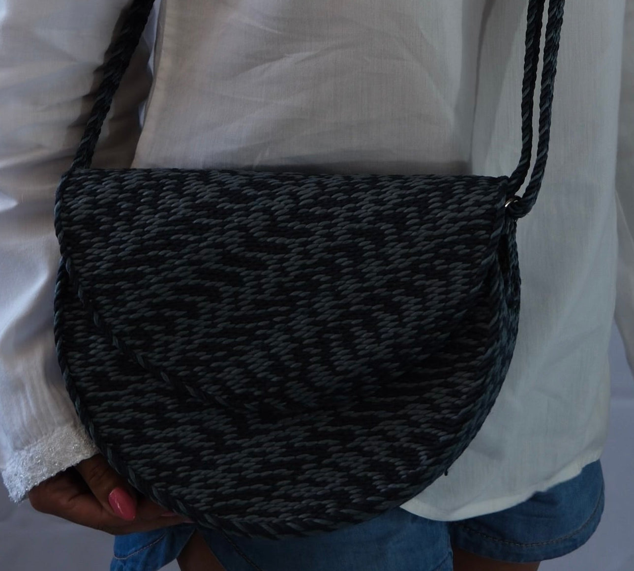 Half Moon Bag handwoven rope bag by Nomadic State of Mind, view 10