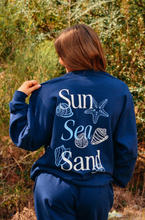 Sun Sea Sand Navy Sweatshirt