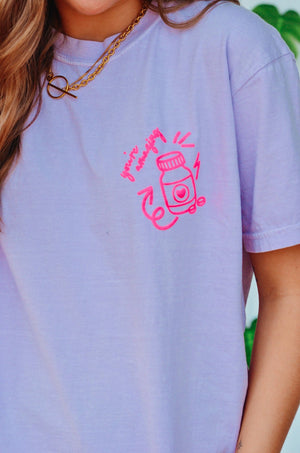 Hot Girls Take Meds Purple Tee by Southern Bliss Company, Southern lifestyle apparel detail photo 5