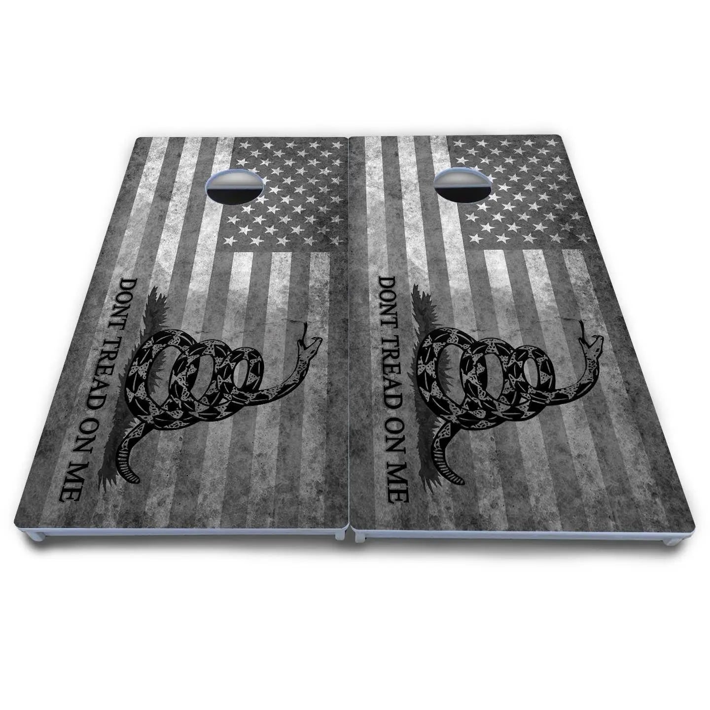 DTOM B&W Flag Cornhole Boards - All Weather Series by Cornhole Solutions, custom cornhole board detail photo 4