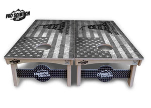 DTOM B&W Flag Cornhole Boards - Pro Solution Lite Series by Cornhole Solutions, custom cornhole board detail photo 3
