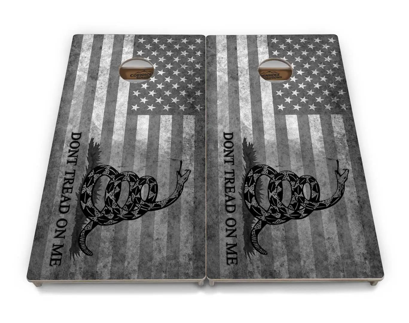 DTOM B&W Flag Cornhole Boards - Professional Tournament Series by Cornhole Solutions, custom cornhole board detail photo 4