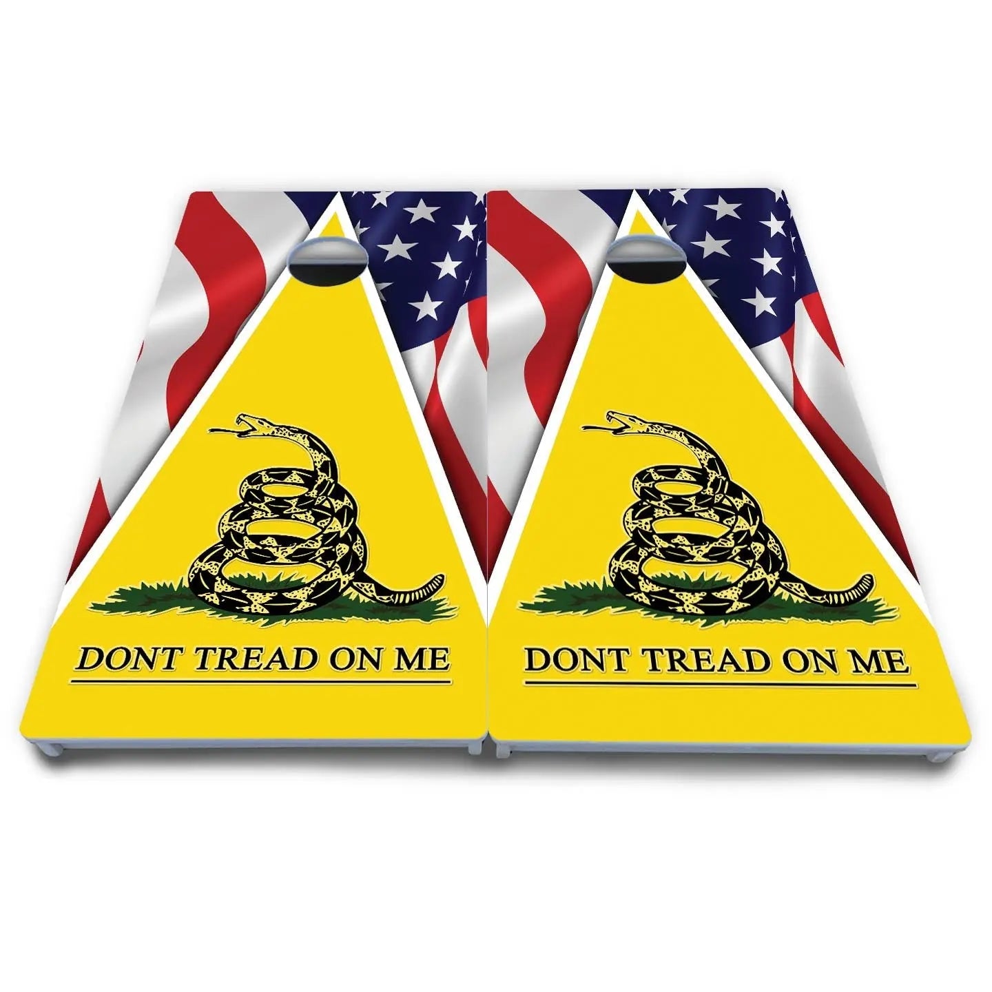 DTOM Yellow Triangle Cornhole Boards - All Weather Series by Cornhole Solutions, custom cornhole board detail photo 4