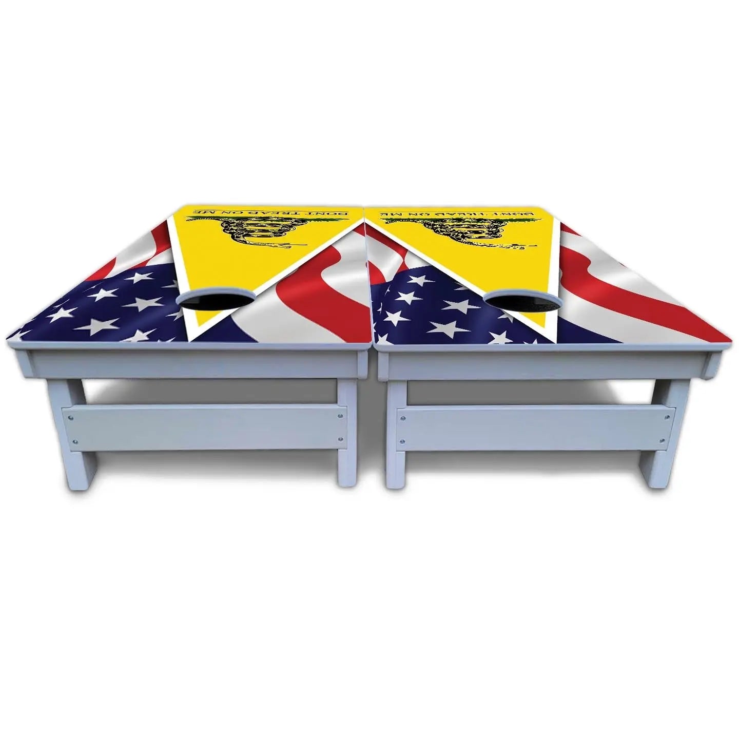 DTOM Yellow Triangle Cornhole Boards - All Weather Series by Cornhole Solutions, custom cornhole board detail photo 5