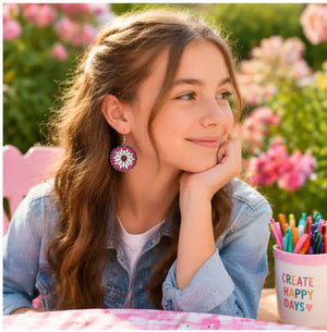 Daisy Pop Handmade Earrings – Bright Flower Dangle Earrings The Tween Space