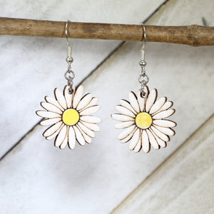 Daisy Wooden Earrings | Floral Garden Jewelry