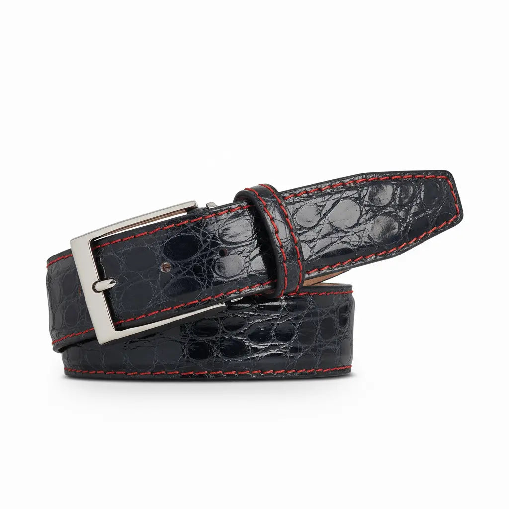 Close up of dark gray caiman crocodile leather texture