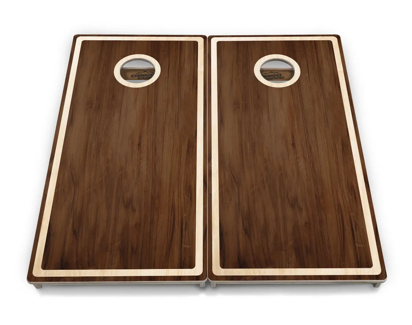 Dark Wood Natural Border Cornhole Boards - Professional Tournament Series by Cornhole Solutions, custom cornhole board detail photo 3