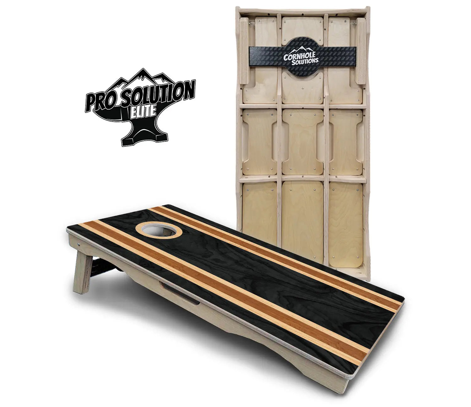 Dark Wood Stripe Cornhole Boards - Pro Solution Elite Series by Cornhole Solutions, custom cornhole board main product photo