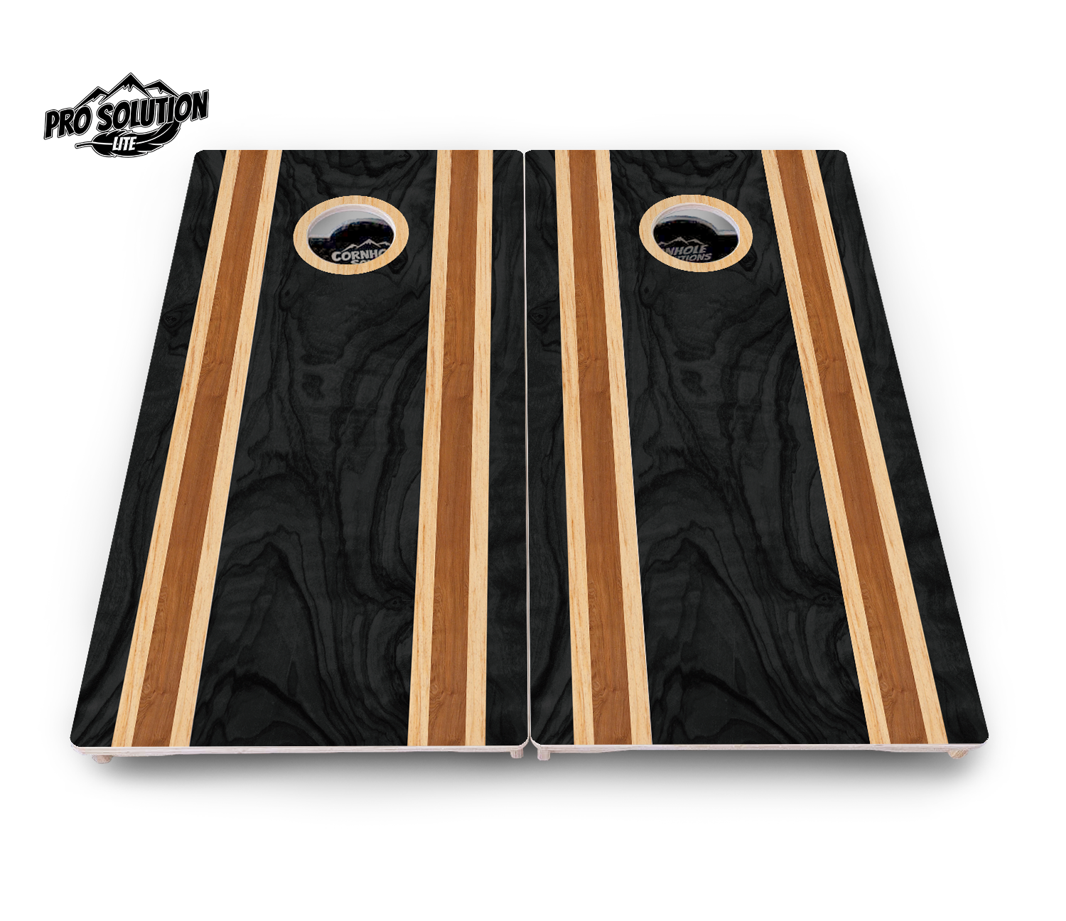 Dark Wood Stripes Cornhole Boards - Pro Solution Lite Series by Cornhole Solutions, custom cornhole board detail photo 2