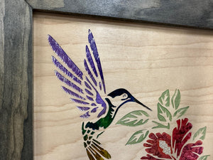 Decorative Wooden Gun Safe with Hummingbird and Hibiscus