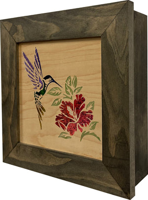 Hidden Gun Storage Safe Concealed Shelf with Hummingbird Wall Decor