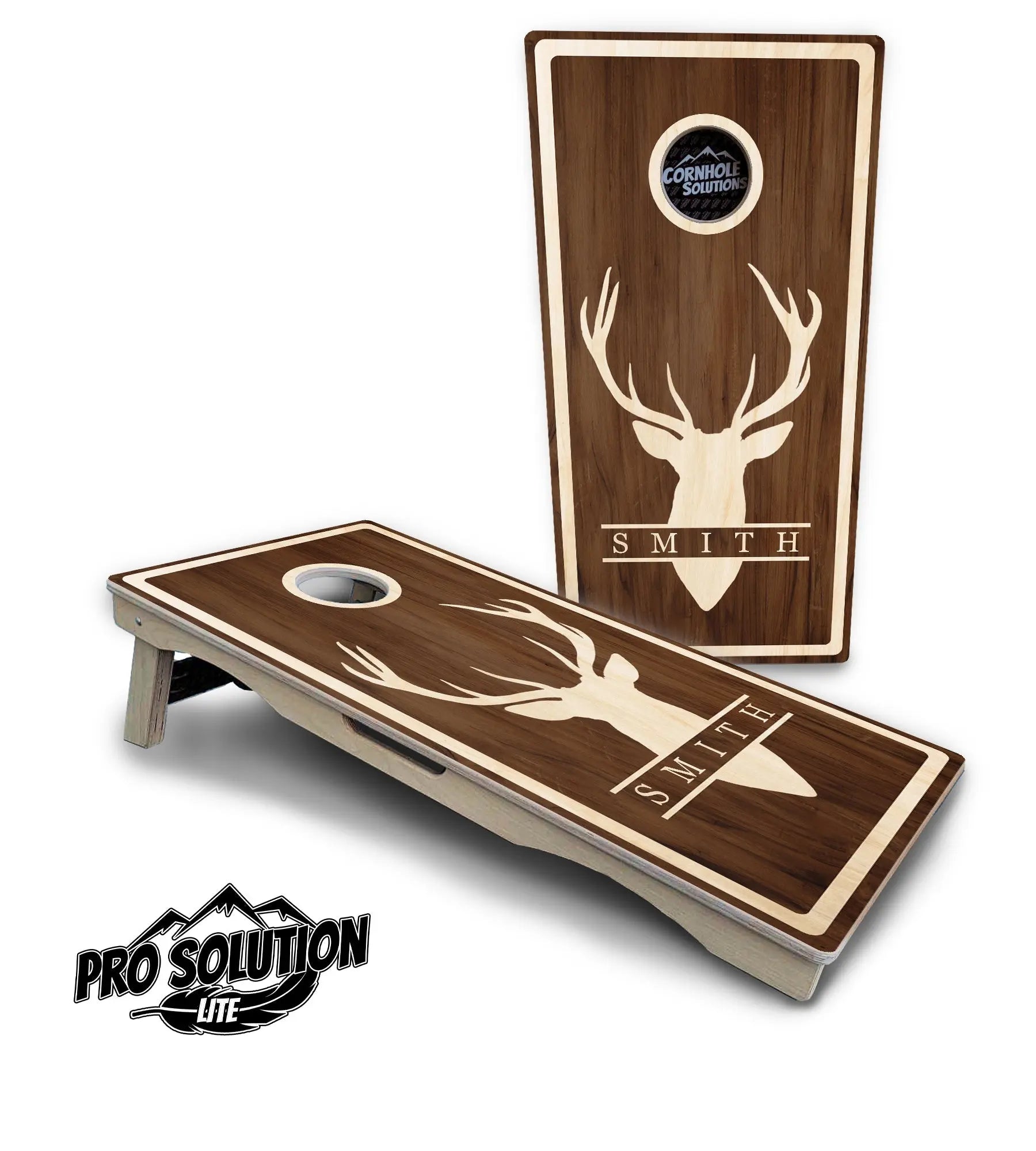 Deer Head Name Cornhole Boards - Pro Solution Lite Series by Cornhole Solutions, custom cornhole board detail photo 4