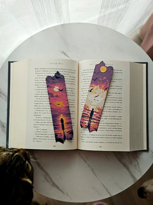 Depths of Reflection Bookmark Set (2-Pack) – Ocean Sunset Bookmarks by The Tween Space, paper gift detail photo 2
