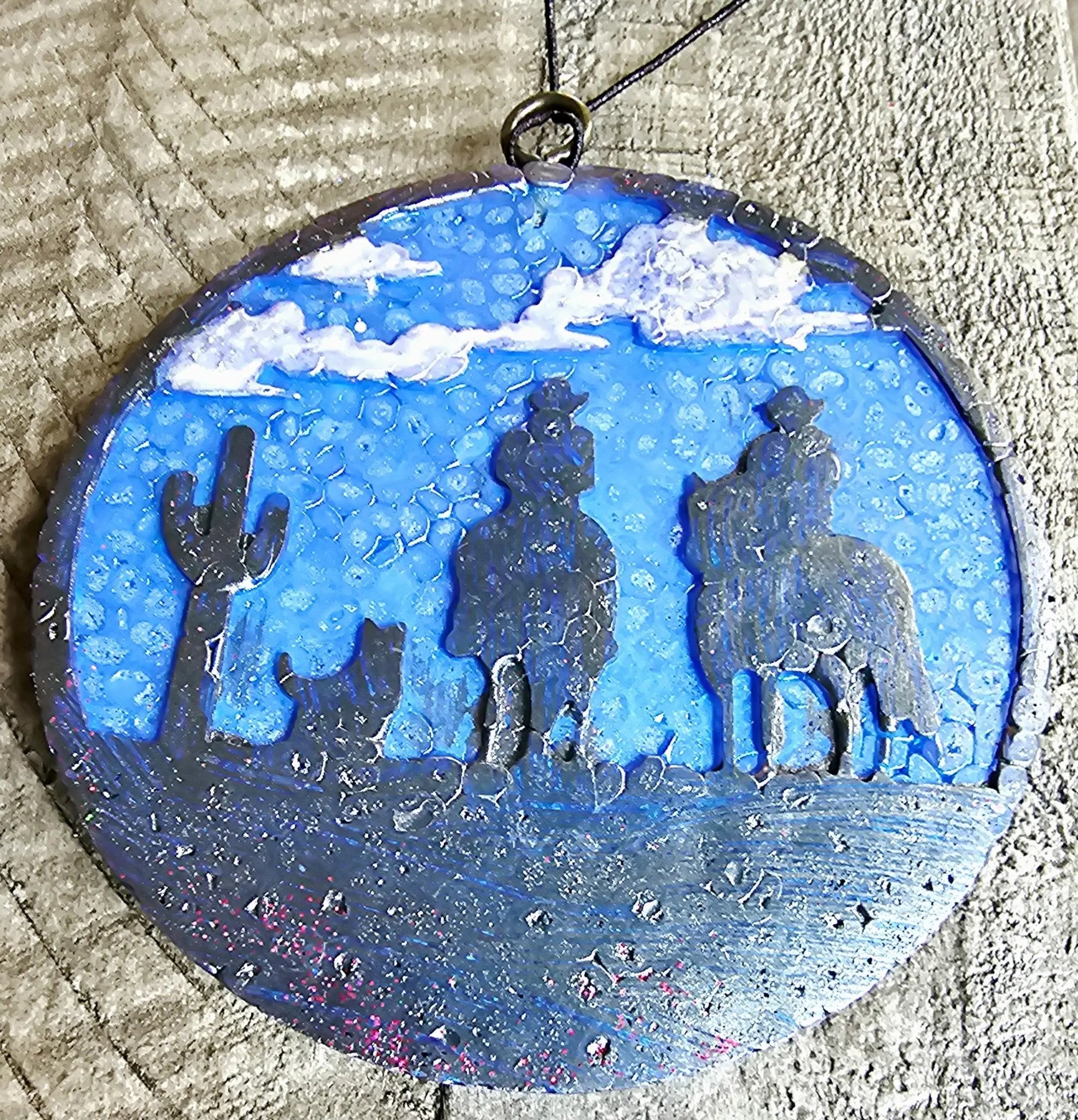 Cowboy Car Freshie: Desert Scene, Handmade Western Decor, Main Street Collective