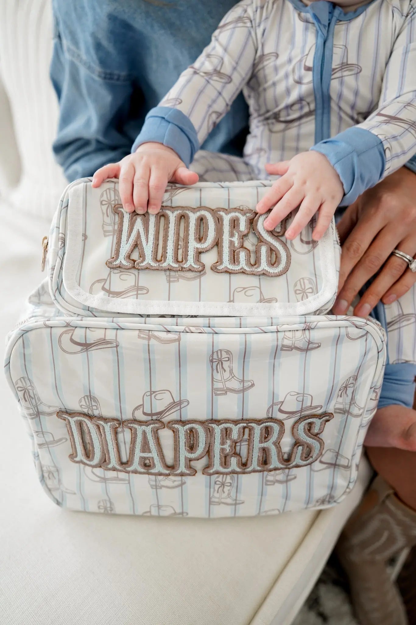 Diapers XL - Western Blues Clear Coat Bag by KenzKustomz, handmade leather goods detail photo 8