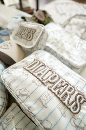 Diapers XL - Western Blues Clear Coat Bag by KenzKustomz, handmade leather goods detail photo 9
