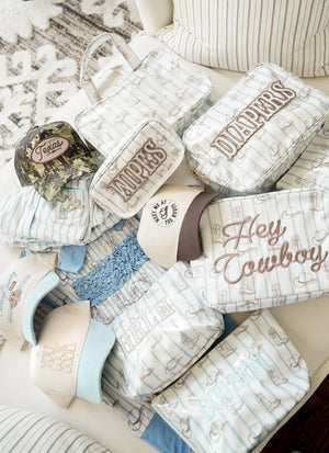 Diapers XL - Western Blues Clear Coat Bag by KenzKustomz, handmade leather goods detail photo 10