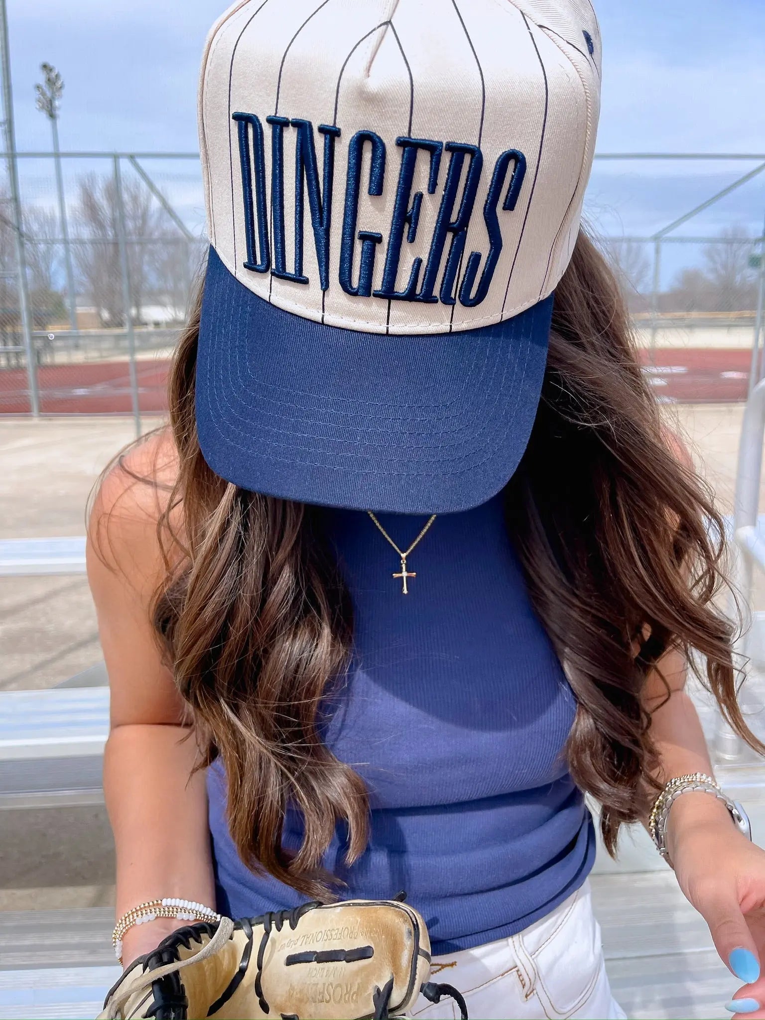 Dingers - Stripe Vintage Trucker Hat by KenzKustomz, Southern lifestyle apparel detail photo 10