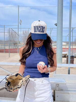 Dingers - Stripe Vintage Trucker Hat by KenzKustomz, Southern lifestyle apparel detail photo 14