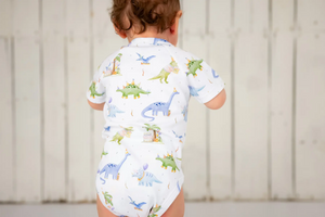 Dino-mite Birthday Organic Cotton Baby Onesie by Nola Tawk, Southern lifestyle apparel detail photo 2
