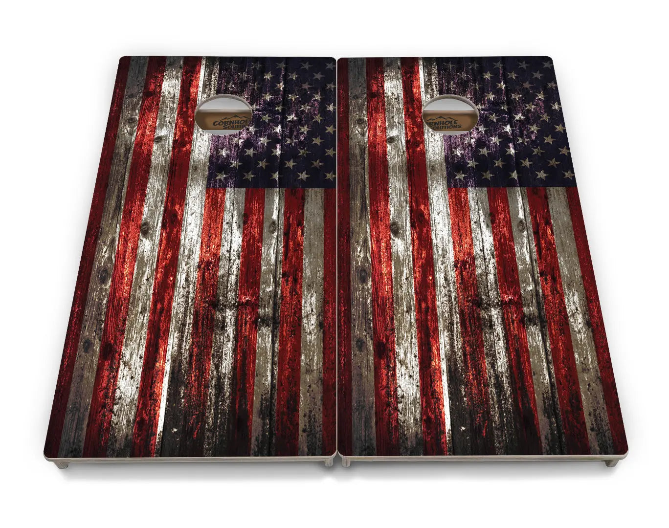 Distressed Flag Cornhole Boards - Professional Tournament Series by Cornhole Solutions, custom cornhole board detail photo 2