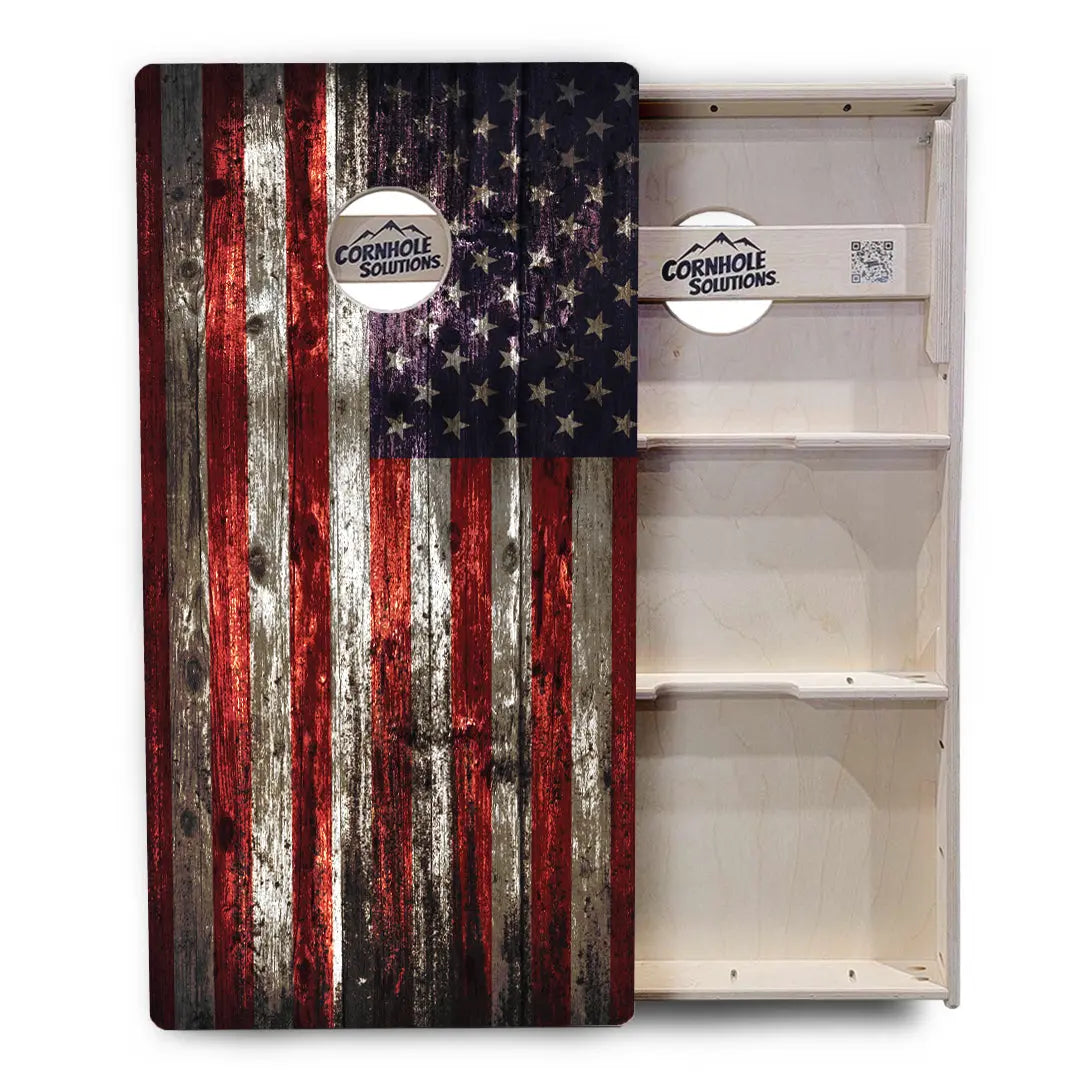 Distressed Flag Cornhole Boards - Professional Tournament Series by Cornhole Solutions, custom cornhole board detail photo 3