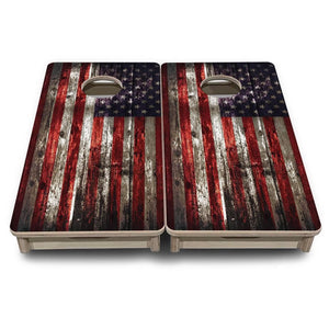 Distressed Flag - Mini or Vacation Size Cornhole Boards Cornhole Solutions