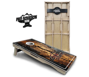 Distressed Live Edge Cornhole Boards - Pro Solution Elite Series by Cornhole Solutions, custom cornhole board main product photo