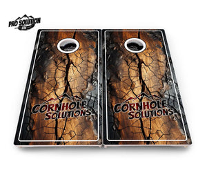 Distressed Live Edge Cornhole Boards - Pro Solution Lite Series by Cornhole Solutions, custom cornhole board detail photo 4