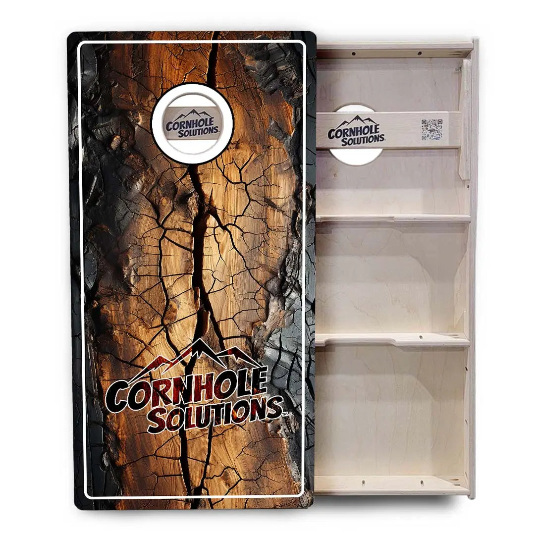 Distressed Live Edge Cornhole Boards - Professional Tournament Series by Cornhole Solutions, custom cornhole board detail photo 3