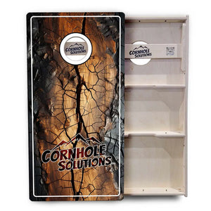 Distressed Live Edge Cornhole Boards - Professional Tournament Series by Cornhole Solutions, custom cornhole board detail photo 3