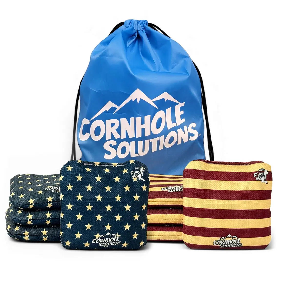 Distressed Stars/Distressed Stripes - Pro Style REC Cornhole Bags – Regulation 6"x6" – Full Set of 8 Cornhole Solutions