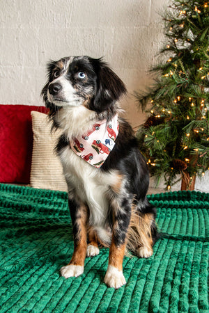 Nutcracker & Red Truck Christmas Reversible Dog Bandana by Dog Bandana Co., product view 5