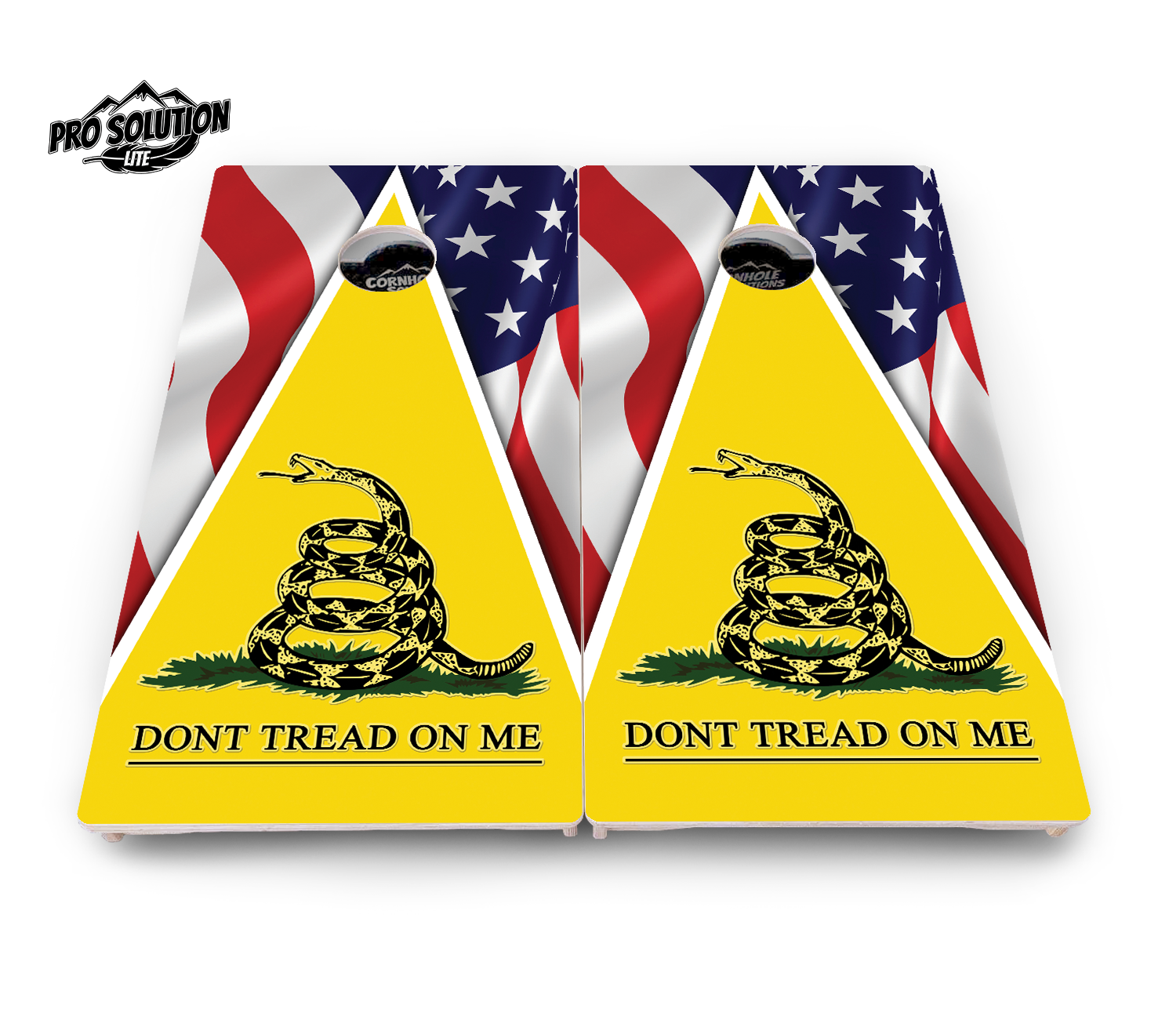 DTOM Yellow Triangle Cornhole Boards - Pro Solution Lite Series by Cornhole Solutions, custom cornhole board detail photo 2