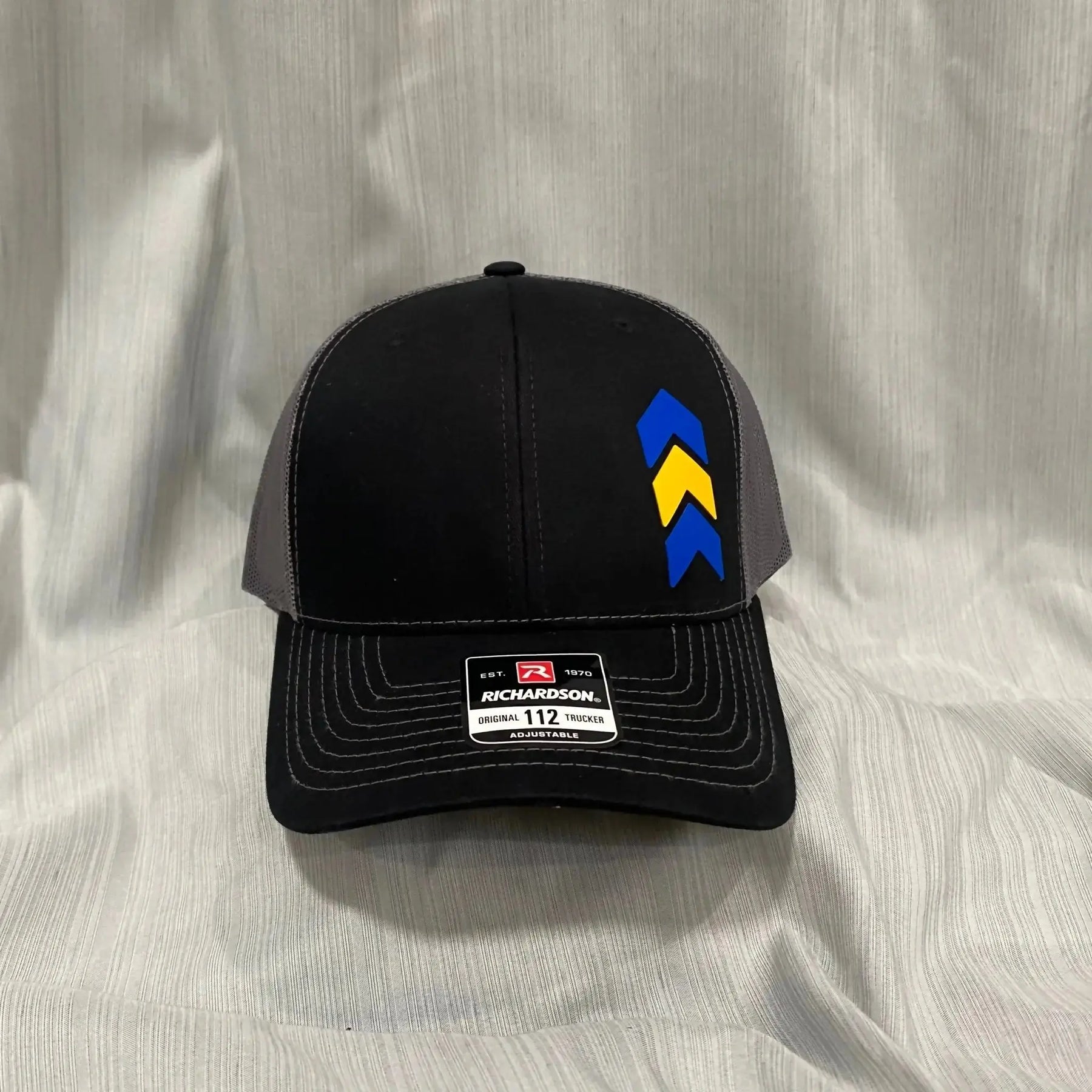 Down Syndrome Awareness Hat - Blue & Yellow Chevron Patch - Richardson 112 Trucker - Poor Hog Customs
