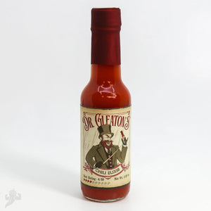 Dr. Gleaton's Chili Elixir hot sauce bottle with vintage-style label artwork.