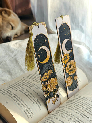 Dreamy Moons Bookmark Set – Celestial Moon & Floral Bookmark Pair by The Tween Space, paper gift detail photo 2