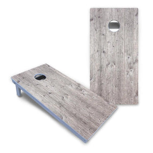 Driftwood Grey Stained Cornhole Boards - All Weather Series by Cornhole Solutions, custom cornhole board detail photo 2