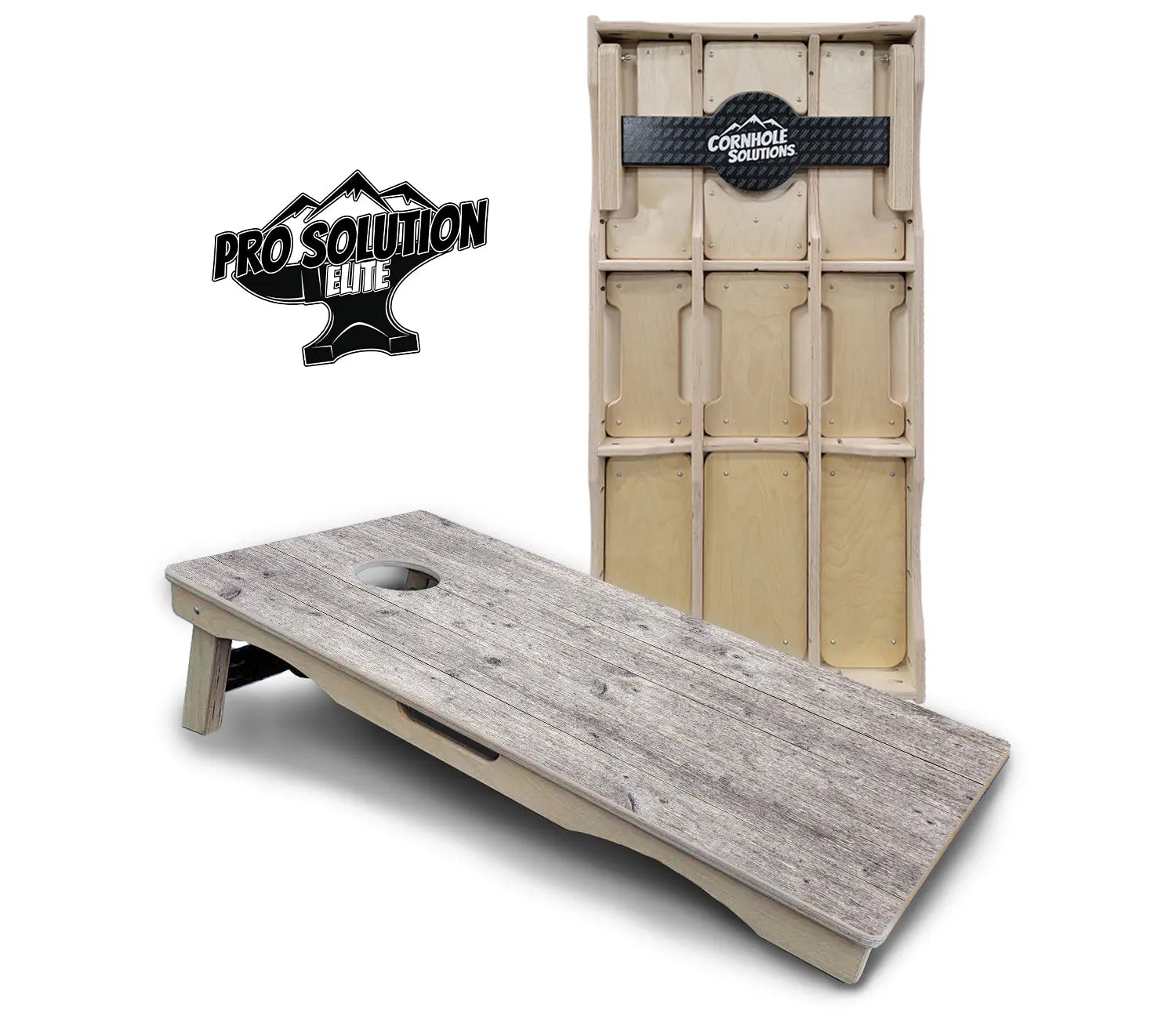 Driftwood Grey Stained Cornhole Boards - Pro Solution Elite Series Cornhole Solutions