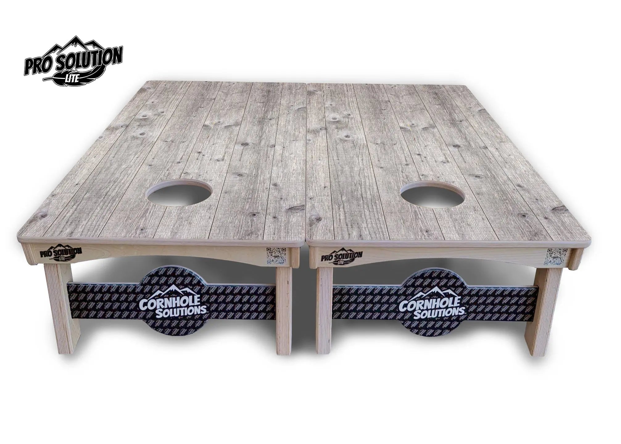 Driftwood Grey Stained Cornhole Boards - Pro Solution Lite Series Cornhole Solutions