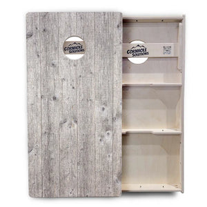 Driftwood Grey-Stained Cornhole Boards - Professional Tournament Series by Cornhole Solutions, custom cornhole board detail photo 4