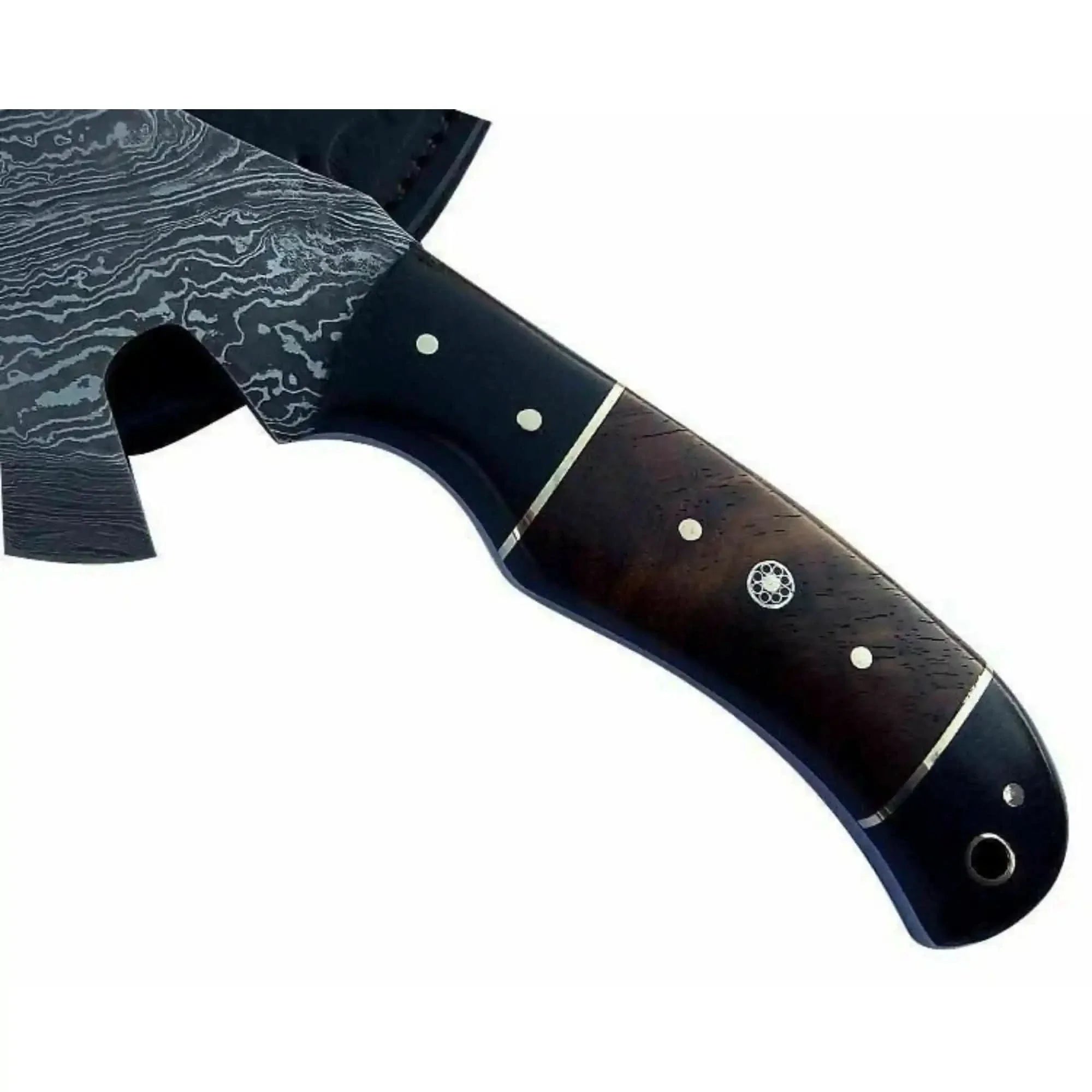 Damascus Bearded Hatchet with Contoured Full Tang Handle by JW SteelCrafts, Southern lifestyle apparel detail photo 2
