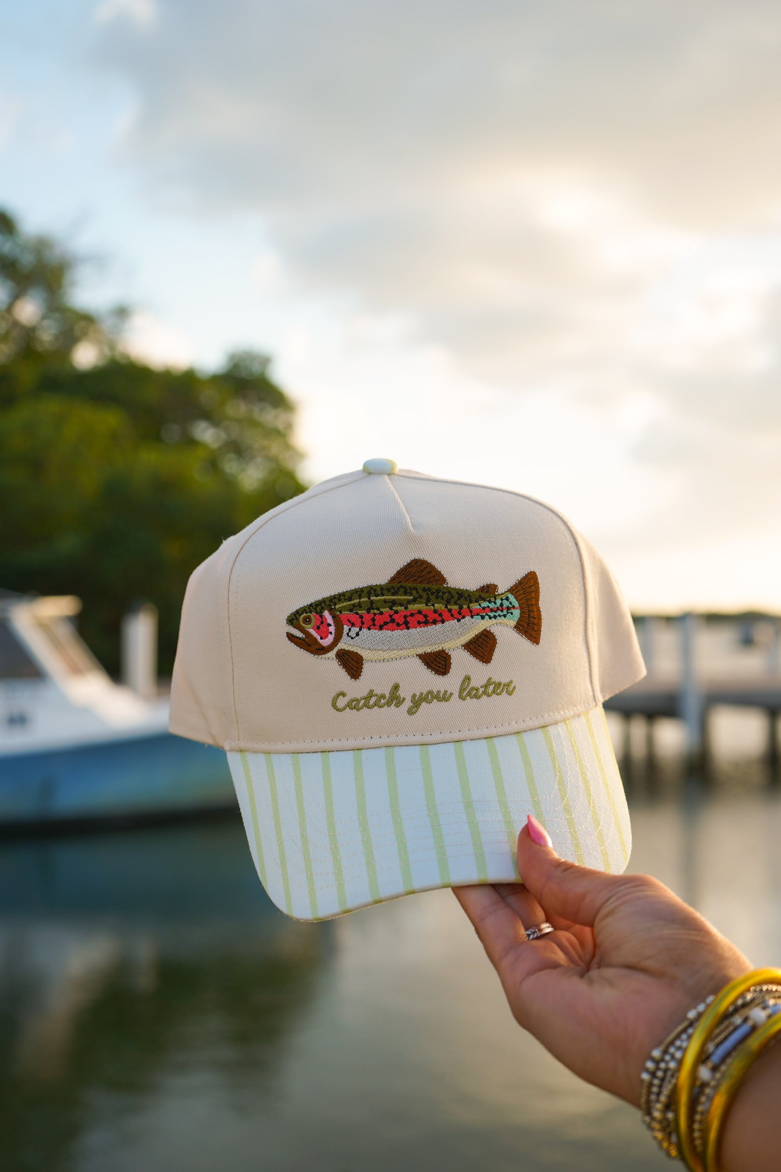 Catch You Later - Green Stripe Hat