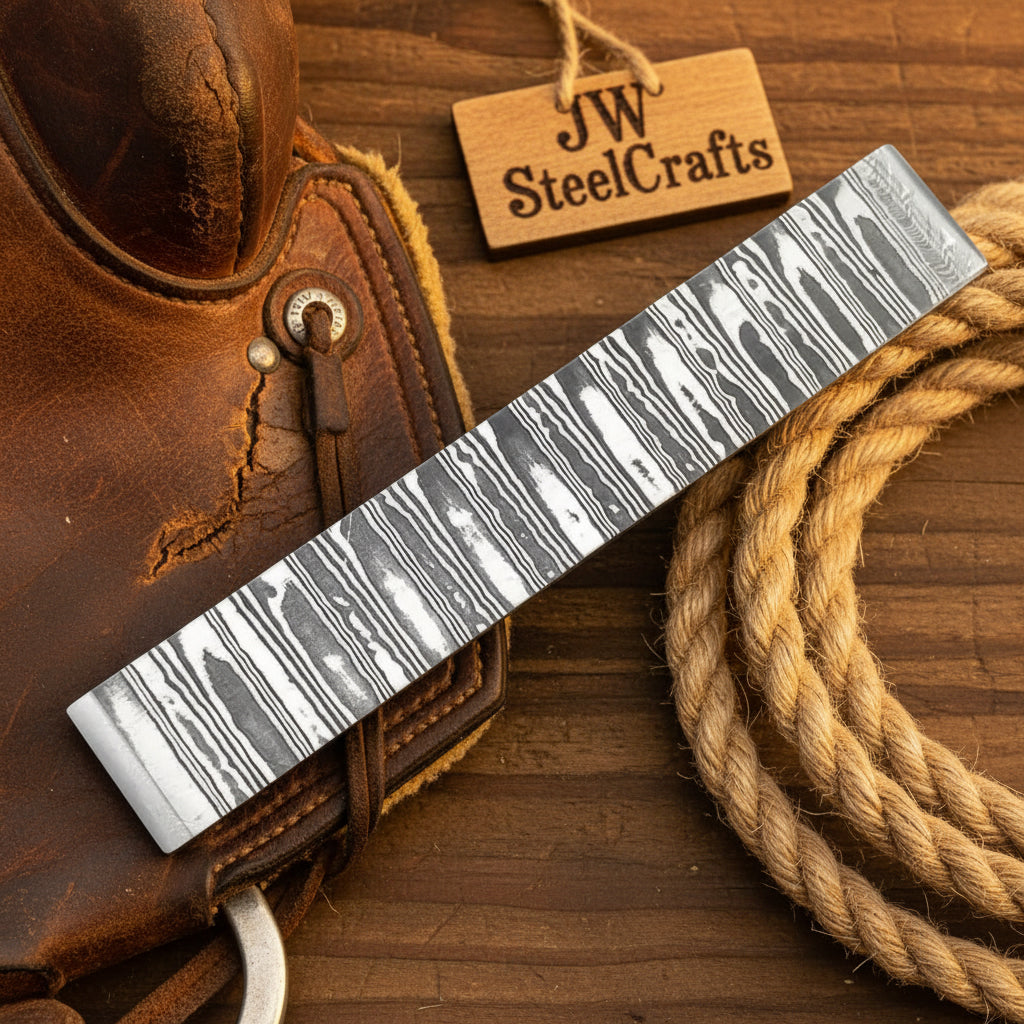 Ranchland Ladder Damascus Steel Billet by JW SteelCrafts, alternate view 3