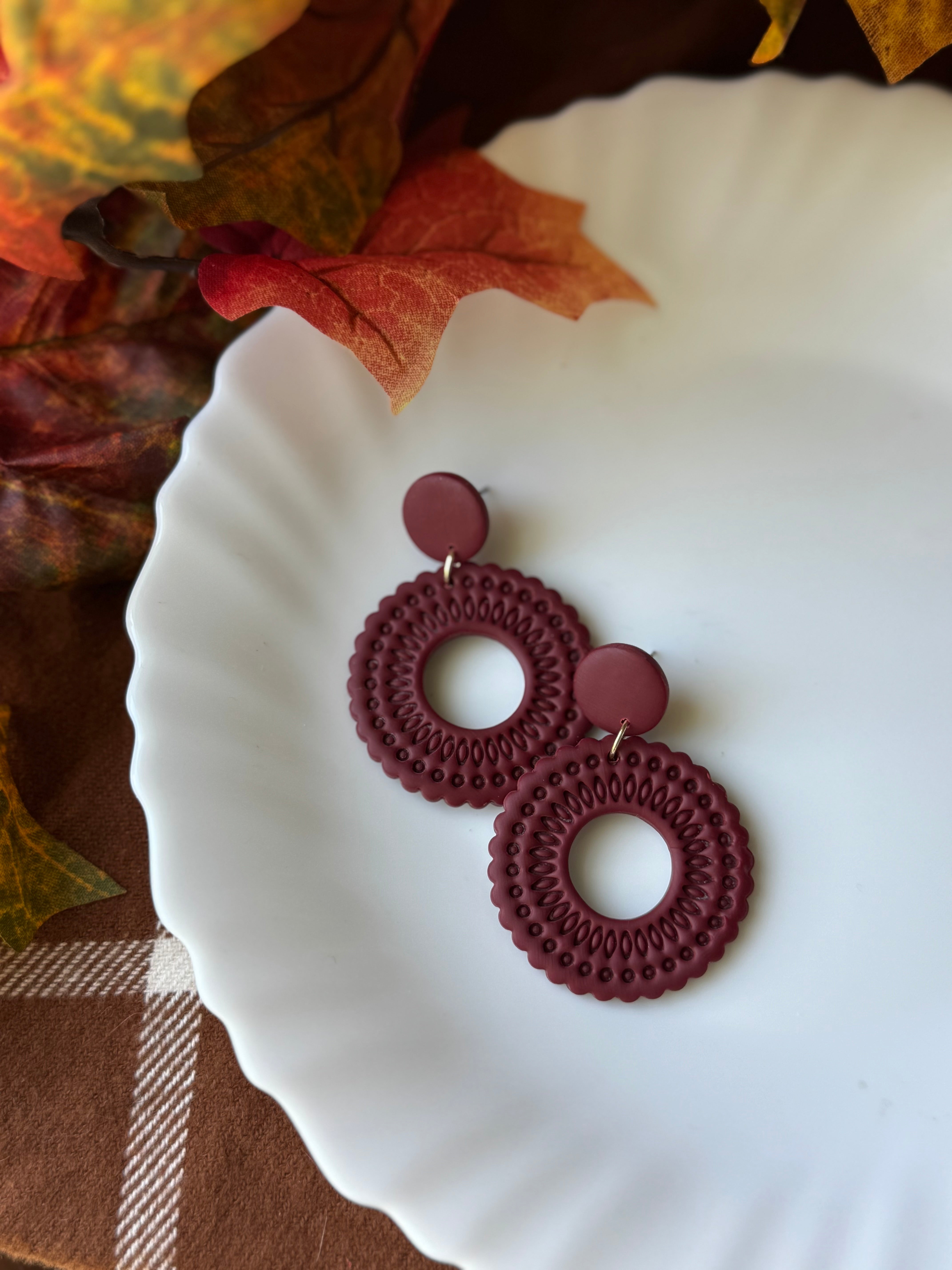 Ashton Cranberry handmade polymer clay earrings by Shop Something Earthy — view 1 of 2