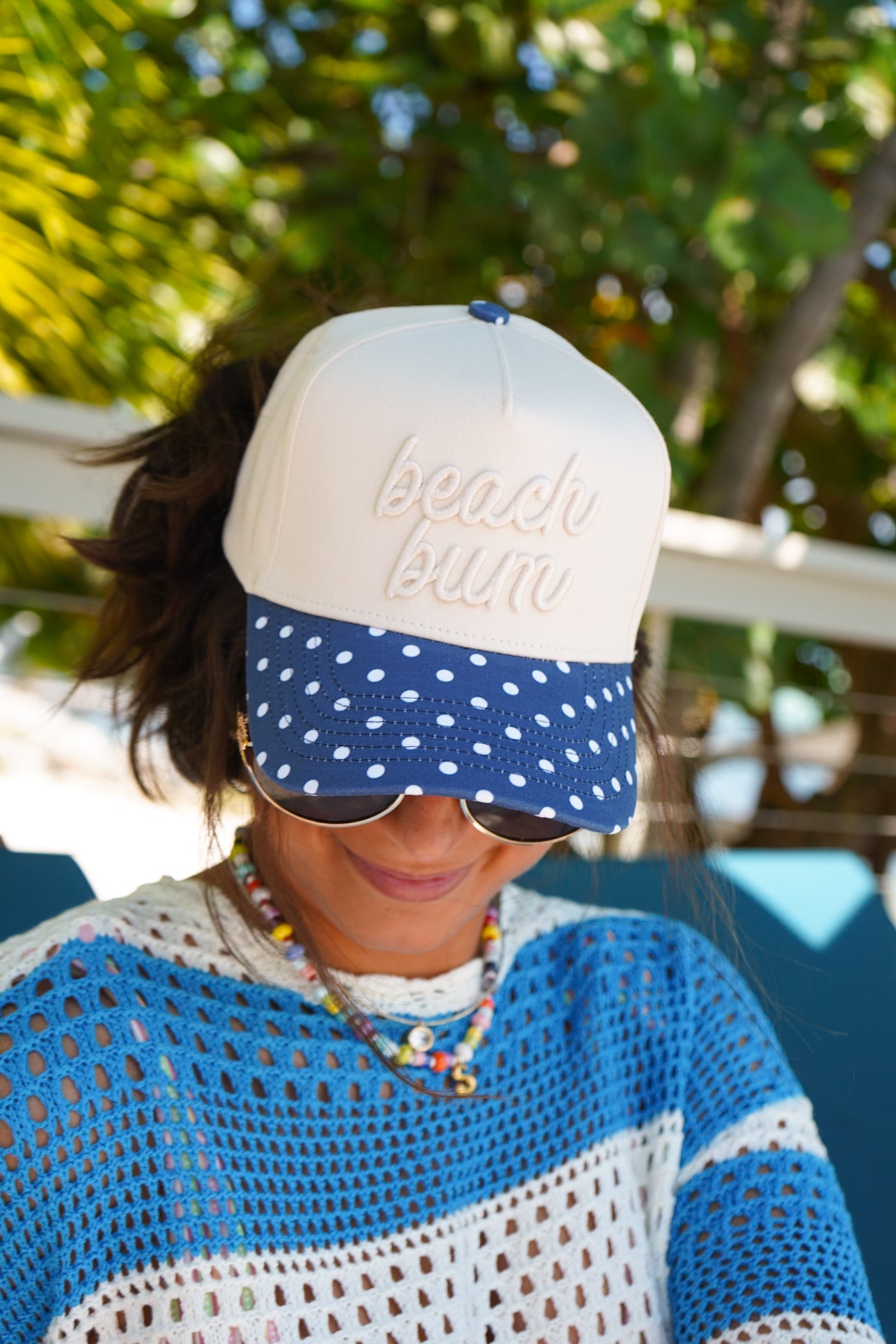 Beach Bum - Navy Polka Dot Hat